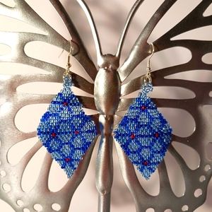 Handwoven Earrings | Beaded Jewelry | Team Spirit